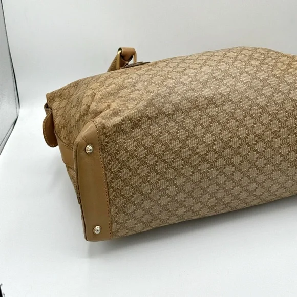 Celine Vintage Macadam Boston Bag Coated Canvas Leather Very Good Condition - Picture 7 of 16